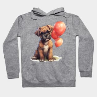 Boxer Dog Holding Balloons Hoodie